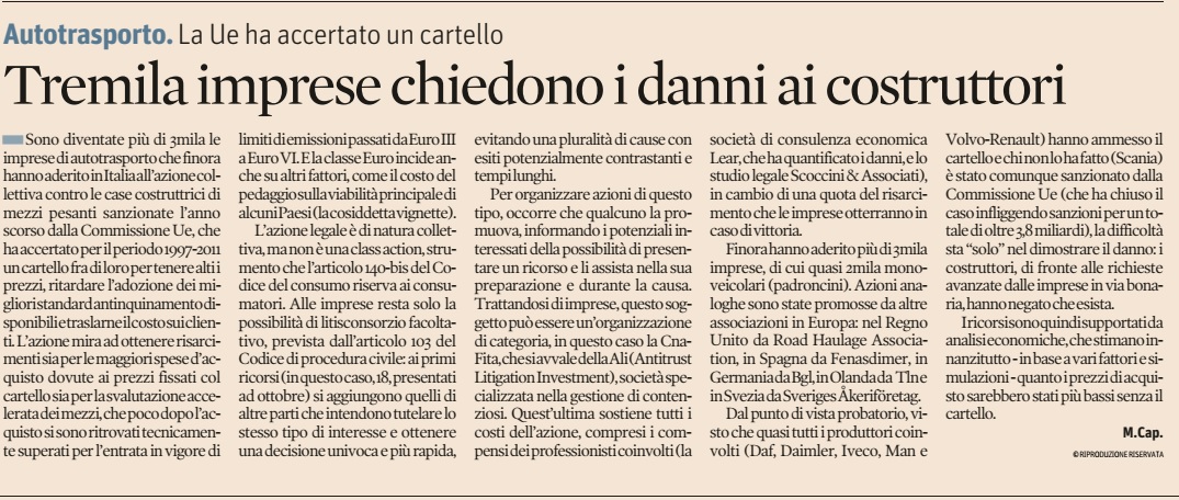 Articolo del Sole 24 ore